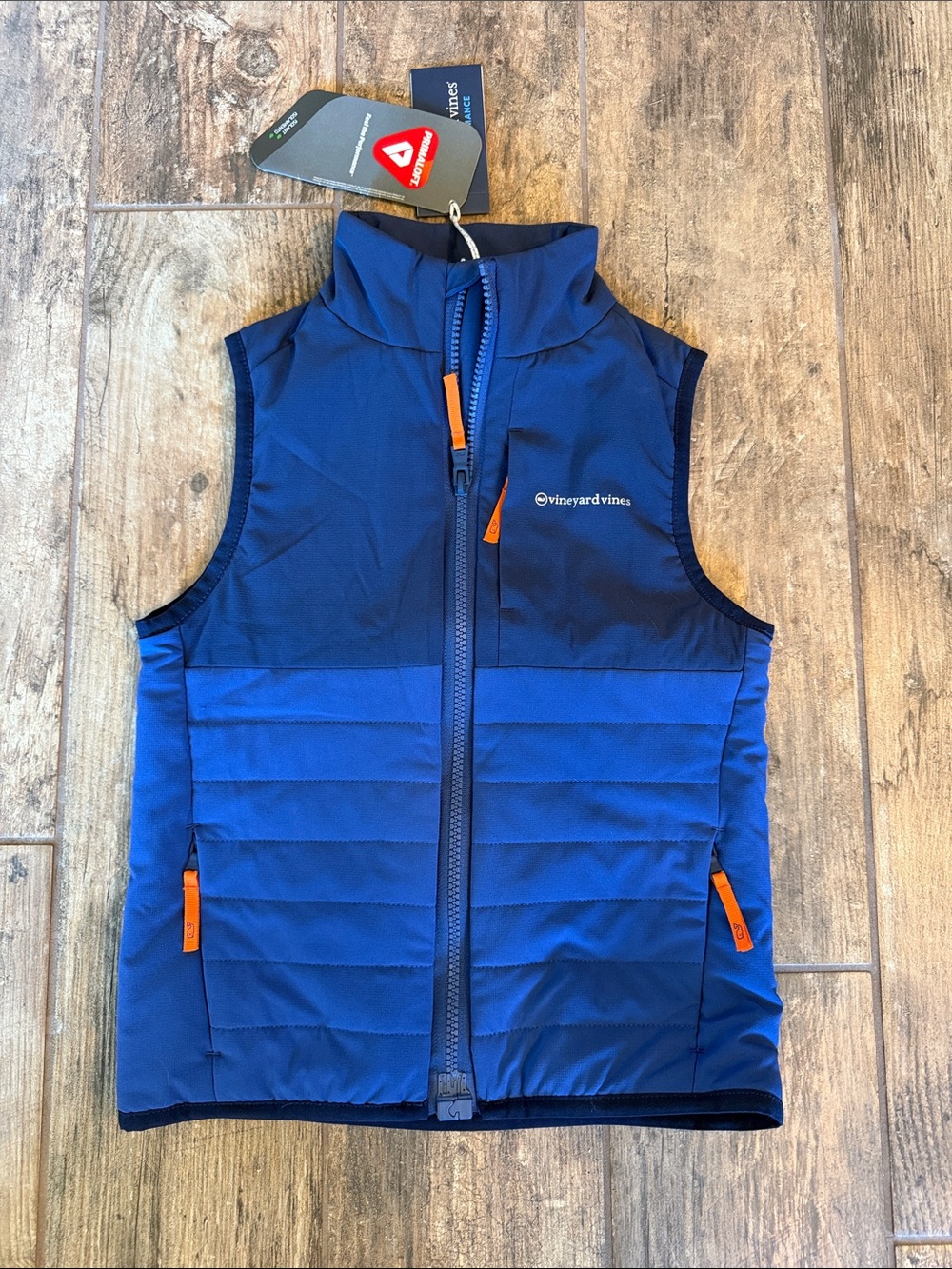 Vineyard Vines Navy Vest with Orange Accents